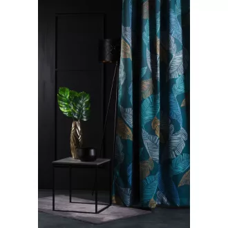   Szintetika Samoa levélmintás sötétítő függöny 150 cm - 15 smaragd