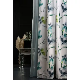   Szintetika Siena virágos-leveles sötétítő függöny 150 cm - 40 türkiz