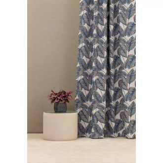   Szintetika Flavio levélmintás dekor függöny 300 cm - 38 kék