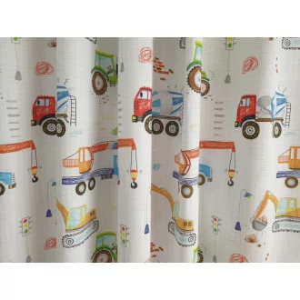   Laguna Twister truck doodle gyerekmintás dekor függöny 140 cm - A02 törtfehér