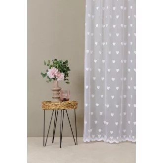   Szintetika My Heart apró mintás fényáteresztő függöny 300 cm - 01 fehér