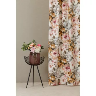   Szintetika Rosa virágmintás dekor függöny 180 cm - 02 ekrü