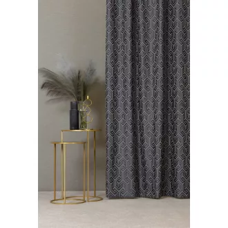   Szintetika Lucas geometriai mintás dekor függöny 340 cm - 41 inox