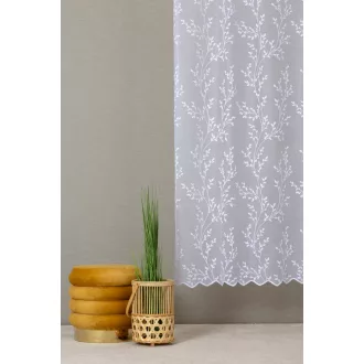   Szintetika Bercel levélmintás fényáteresztő függöny 220 cm - 01 fehér