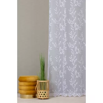   Szintetika Bercel levélmintás fényáteresztő függöny 280 cm - 01 fehér