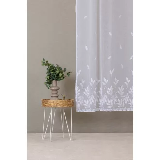   Szintetika Thalia levélmintás fényáteresztő függöny 220 cm - 01 fehér
