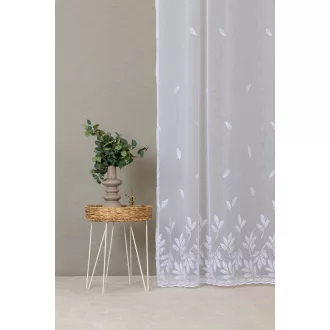   Szintetika Thalia levélmintás fényáteresztő függöny 280 cm - 01 fehér